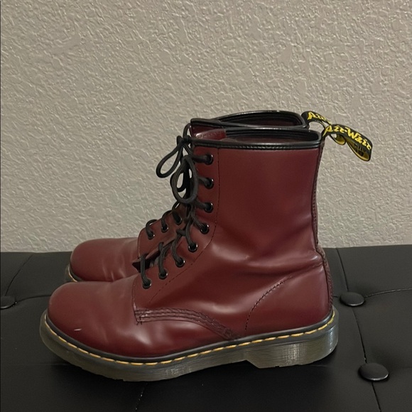 Dr. Martens Cherry Red Leather Boots - Picture 2 of 4